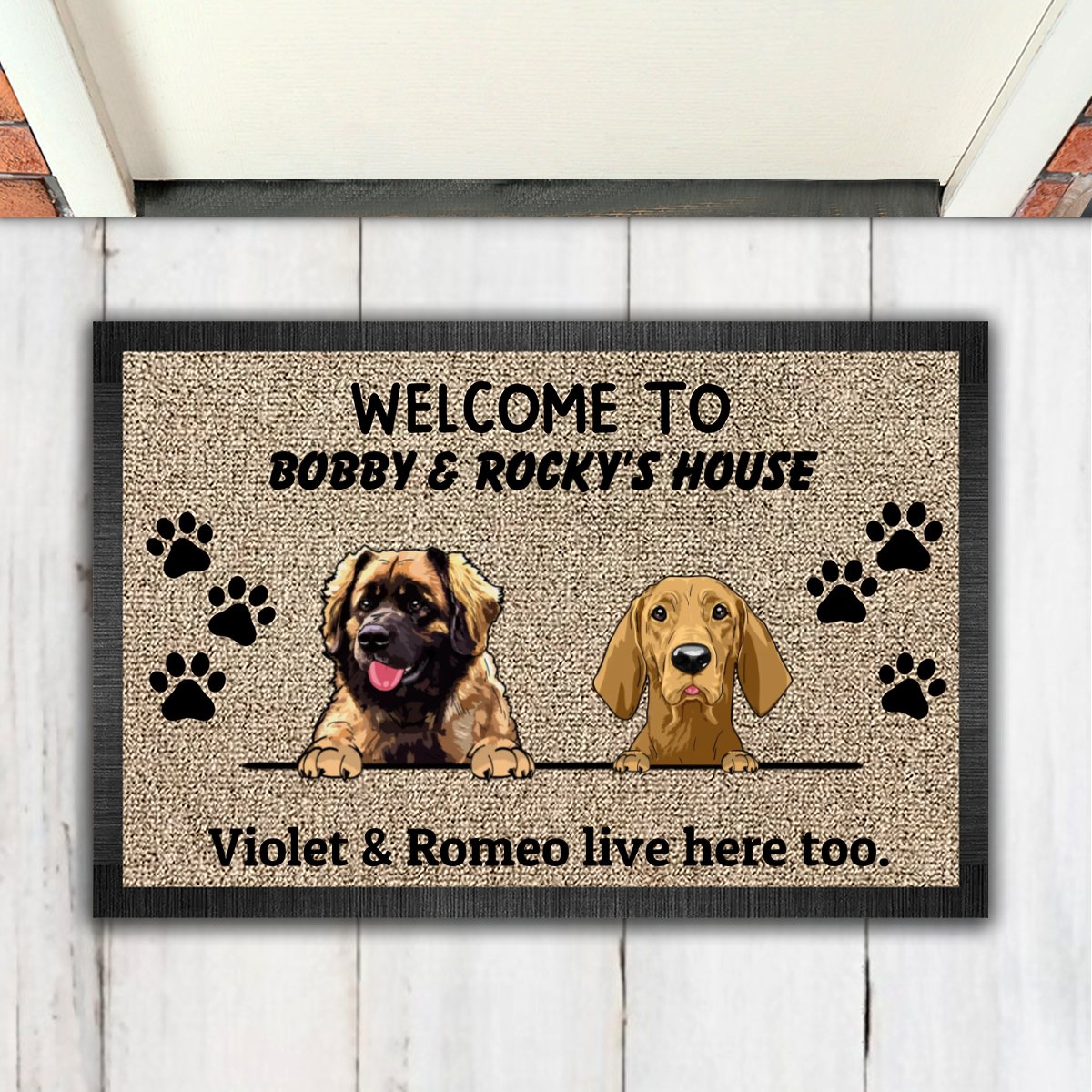 Dog Lovers - Welcome To Dog's House - Personalized Doormat - Makezbright Gifts