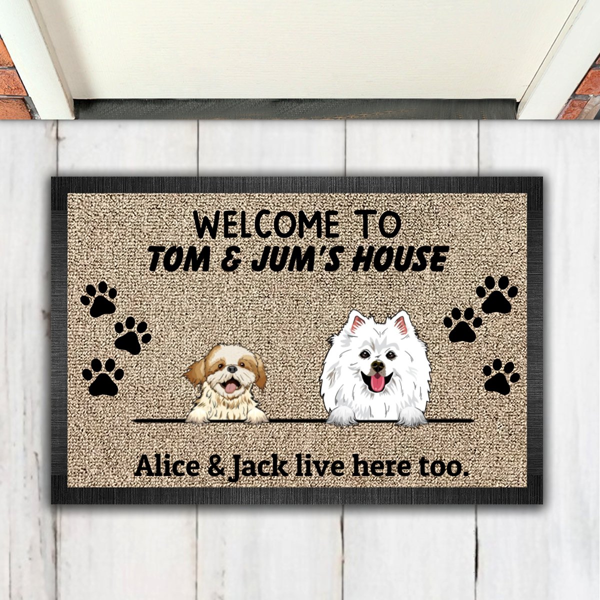 Dog Lovers - Welcome To Dog's House - Personalized Doormat - Makezbright Gifts