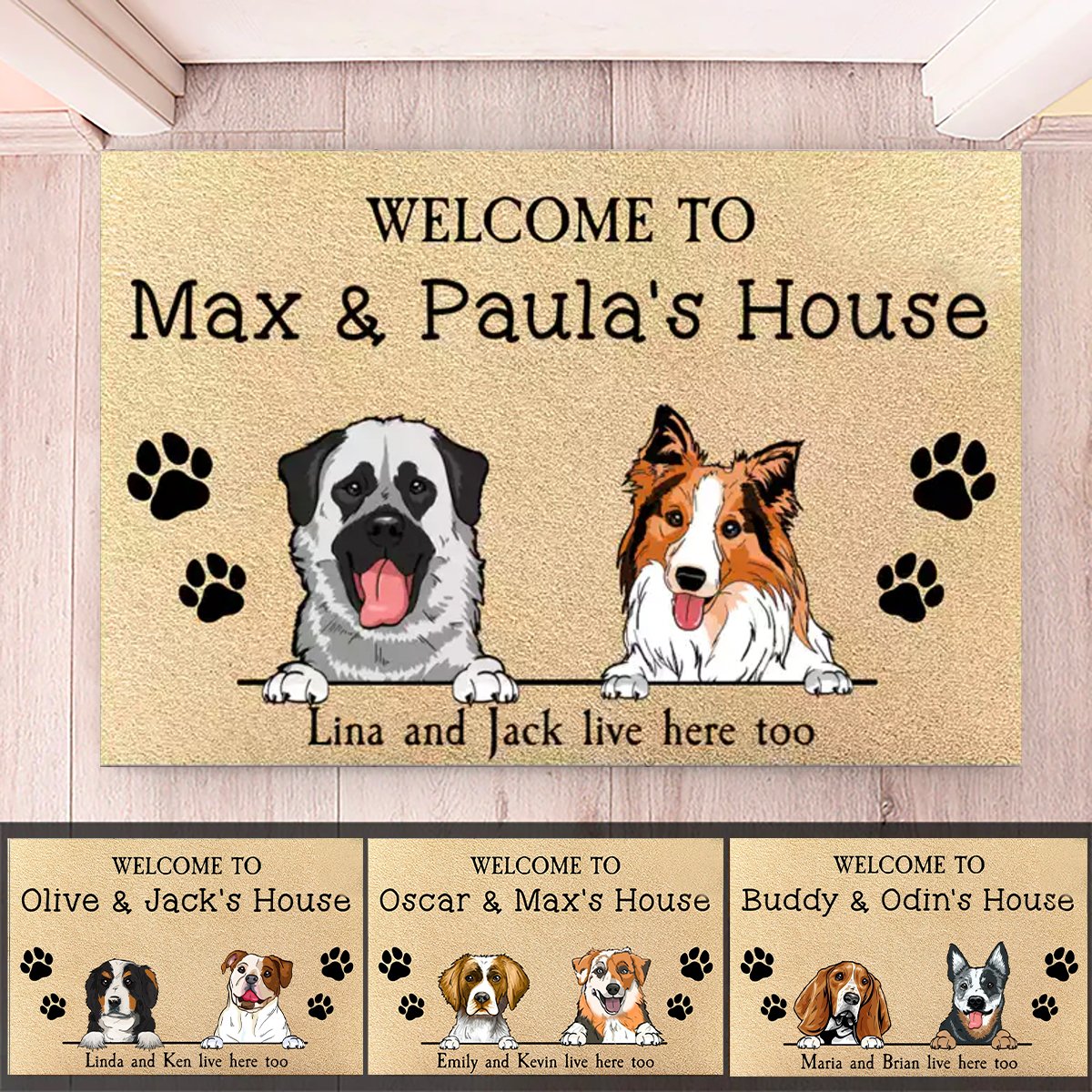 Dog Lovers - Welcome To Dog's House - Personalized Doormat - Makezbright Gifts