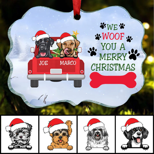 Dog Lovers - Woof You Christmas - Personalized Acrylic Ornament - Makezbright Gifts