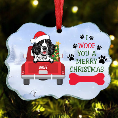 Dog Lovers - Woof You Christmas - Personalized Acrylic Ornament - Makezbright Gifts