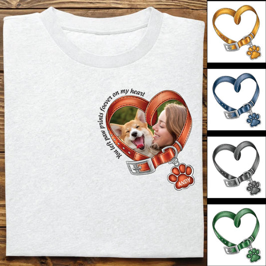 Dog Lovers - You Left Paw Prints Forever On My Heart - Personalized Unisex T - shirt, Sweater, Hoodie - Makezbright Gifts