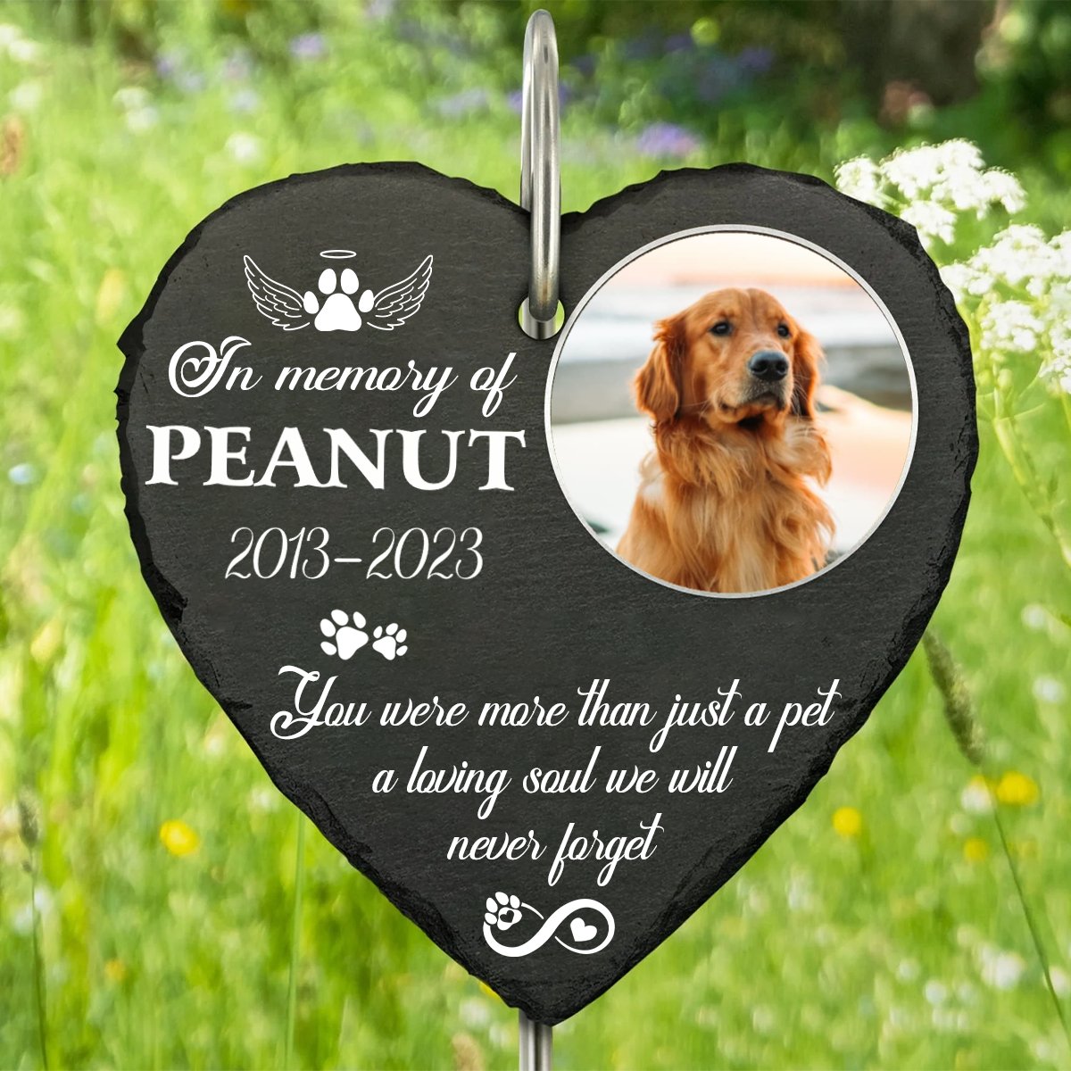 Dog Lovers - You Were More Than Just A Pet - Personalized Upload Photo Memorial Garden Slate & Hook - Makezbright Gifts