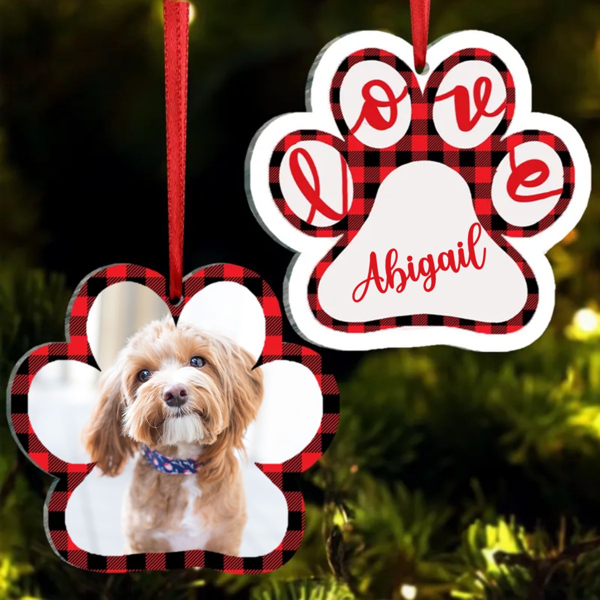 Dog Loves - Pets And Paws - Personalized Dog Paw Ornament - Makezbright Gifts