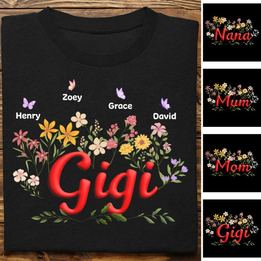 Family - Blossoming Flowers In Garden Of Love - Personalized T - Shirt - Makezbright Gifts