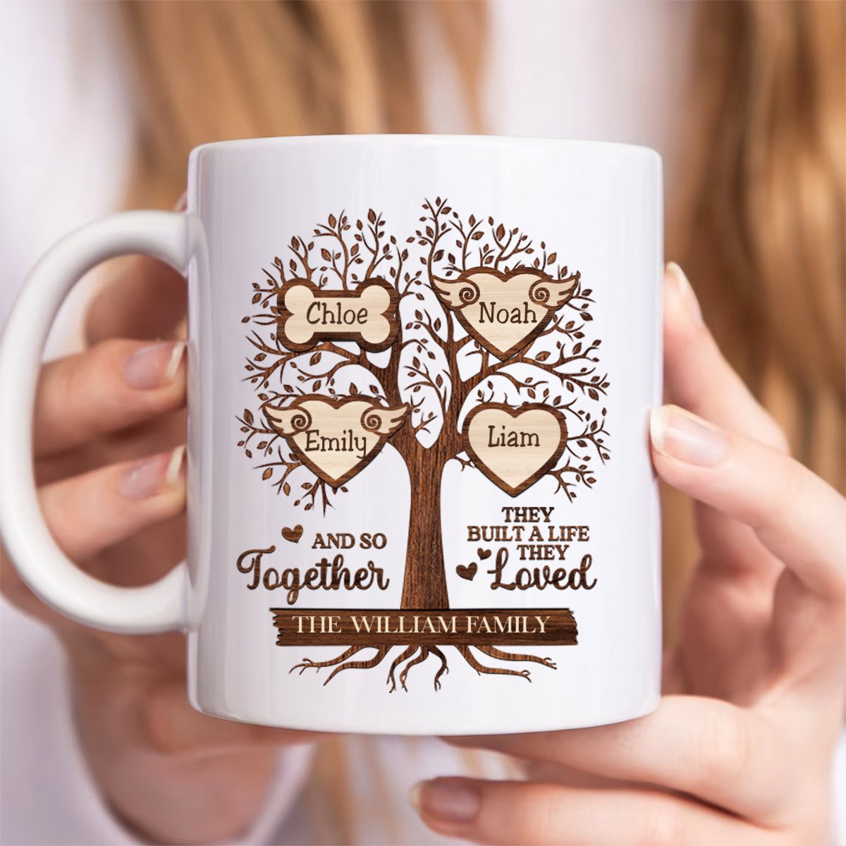 Family - Christmas Family Tree And So Together They Built A Life They Loved - Personalized Mug (BU) - Makezbright Gifts