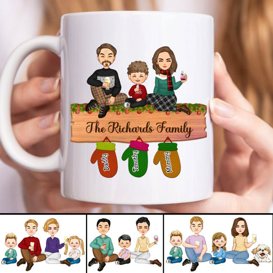 Family - Family Peeking Christmas Glove - Personalized Mug - Makezbright Gifts