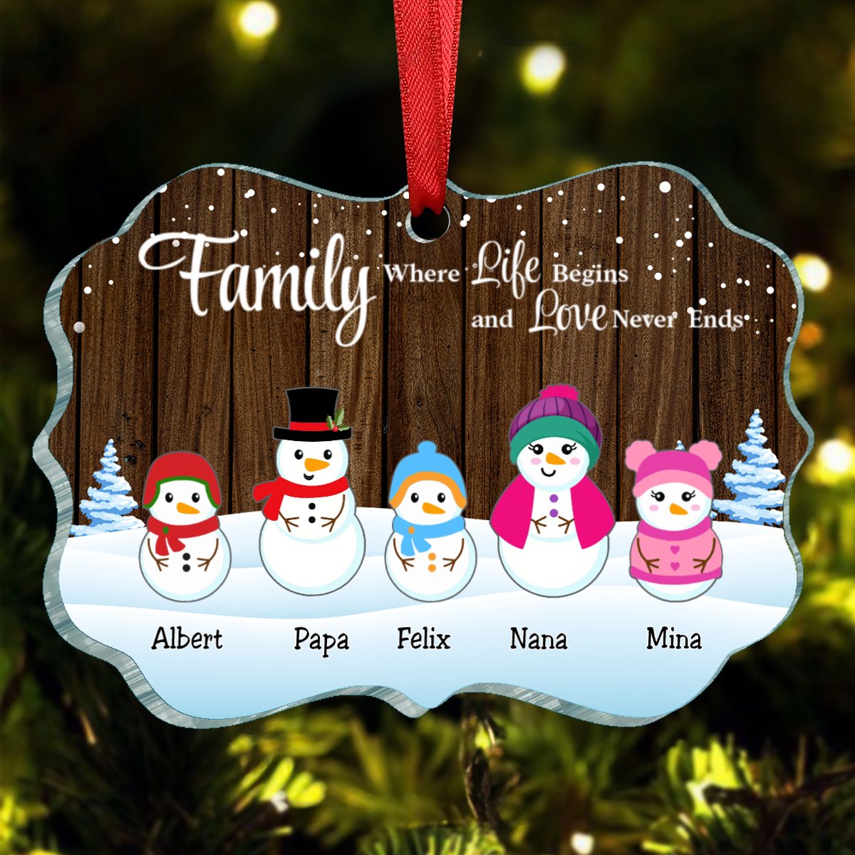 Family - Family Where Life Begins and Love Never Ends - Personalized Ornament (LH) - Makezbright Gifts