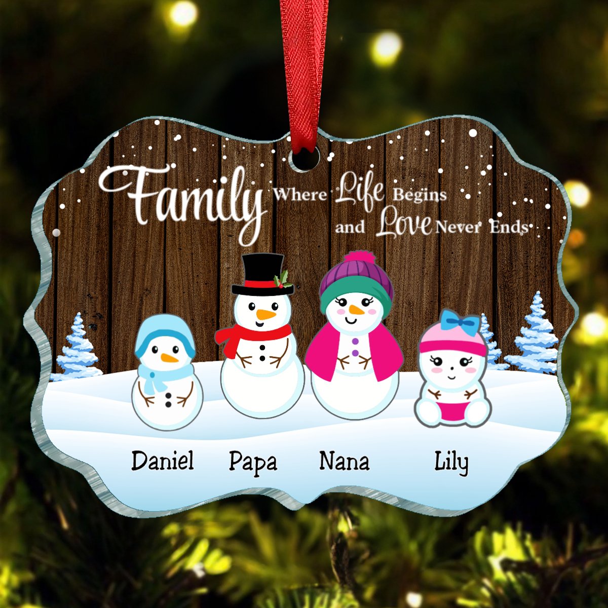 Family - Family Where Life Begins and Love Never Ends - Personalized Ornament (LH) - Makezbright Gifts