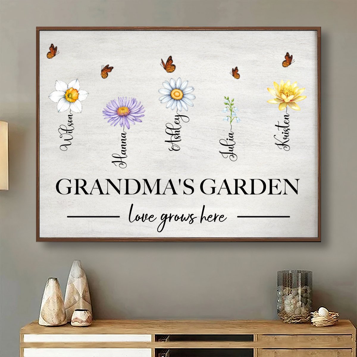 Family – Grandma‘s Garden Love Grows Here - Personalized Poster (II) - Makezbright Gifts