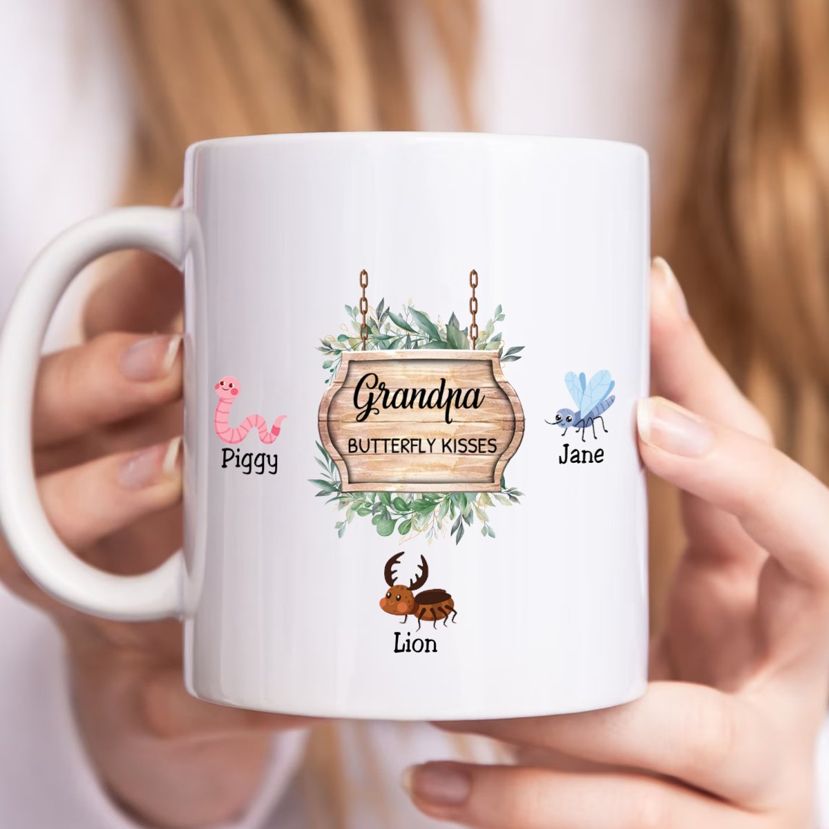 Family - Grandpa's Butterfly Kisses - Personalized Mug - Makezbright Gifts