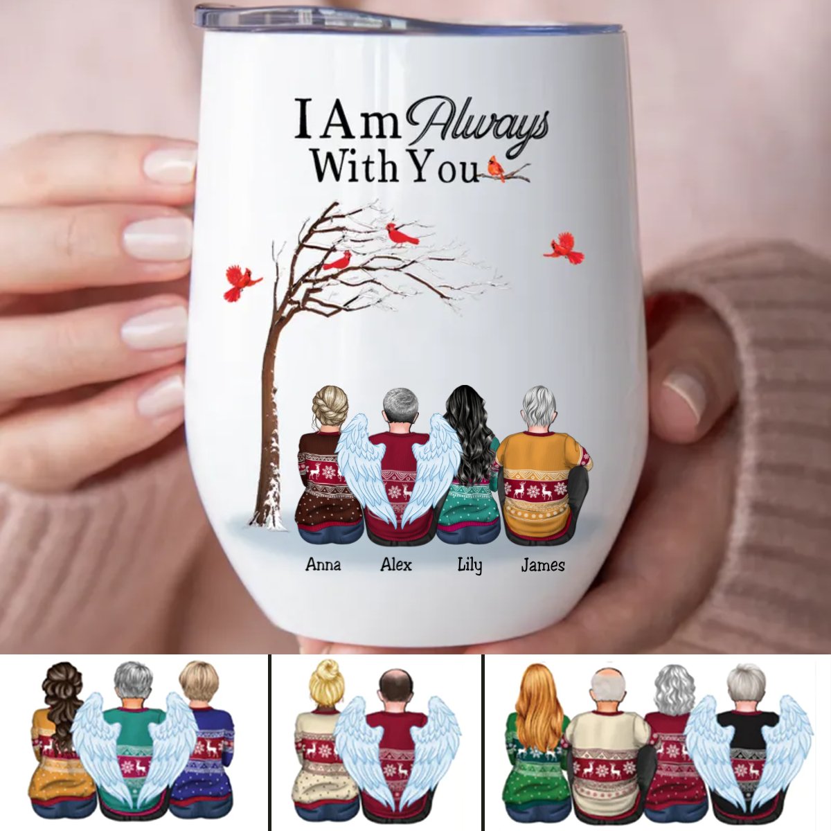 Family - I Am Always With You - Personalized Christmas Wine Tumbler - Makezbright Gifts