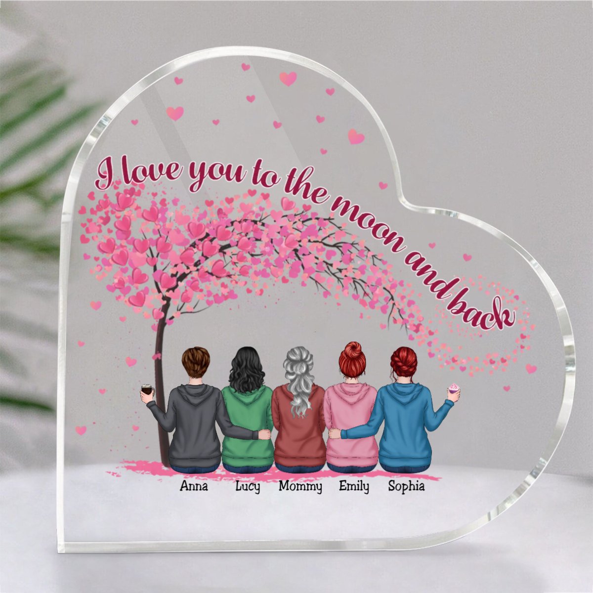 Family - I Love You To The Moon And Back - Personalized Acrylic Plaque (LH) - Makezbright Gifts