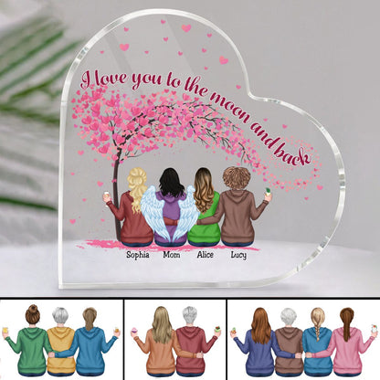 Family - I Love You To The Moon And Back - Personalized Acrylic Plaque (LH) - Makezbright Gifts