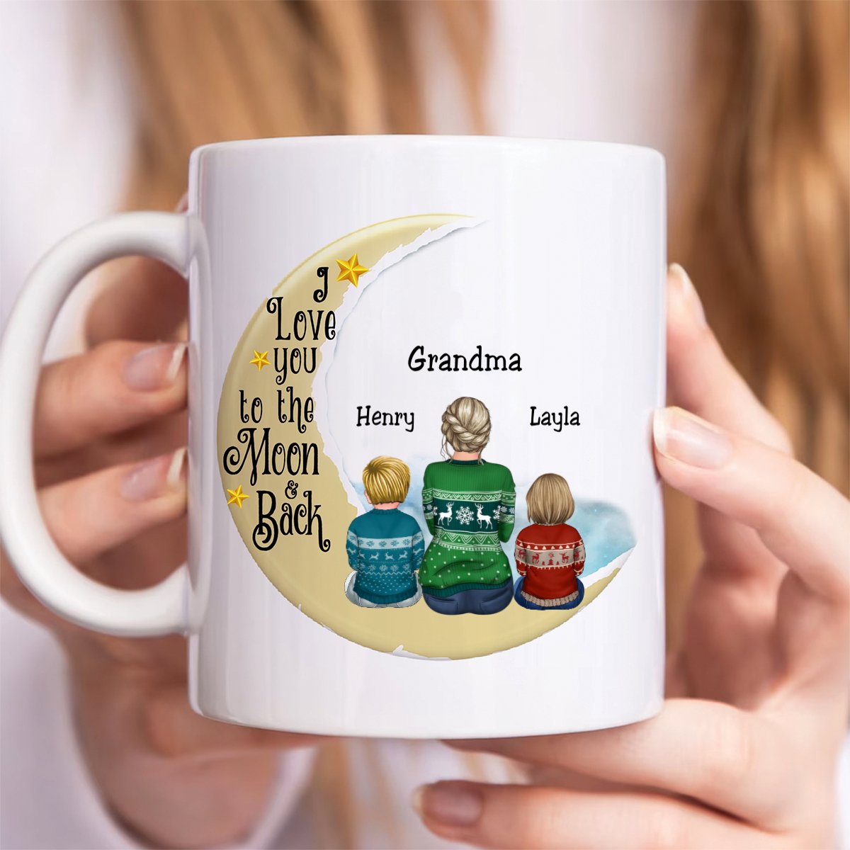 Family - I Love You To The Moon And Back - Personalized Mug - Makezbright Gifts