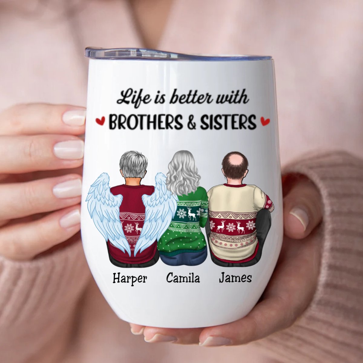 Family - Life Is Better With Brothers & Sisters - Personalized Wine Tumbler (BU) - Makezbright Gifts