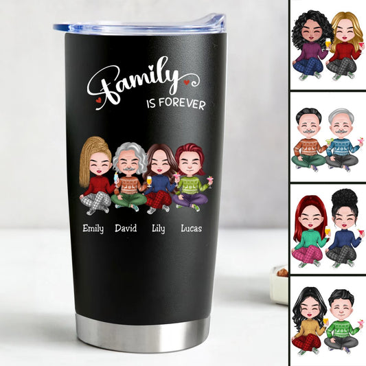 Family Love Forever - Personalized Insulated Tumbler (BL) - Makezbright Gifts