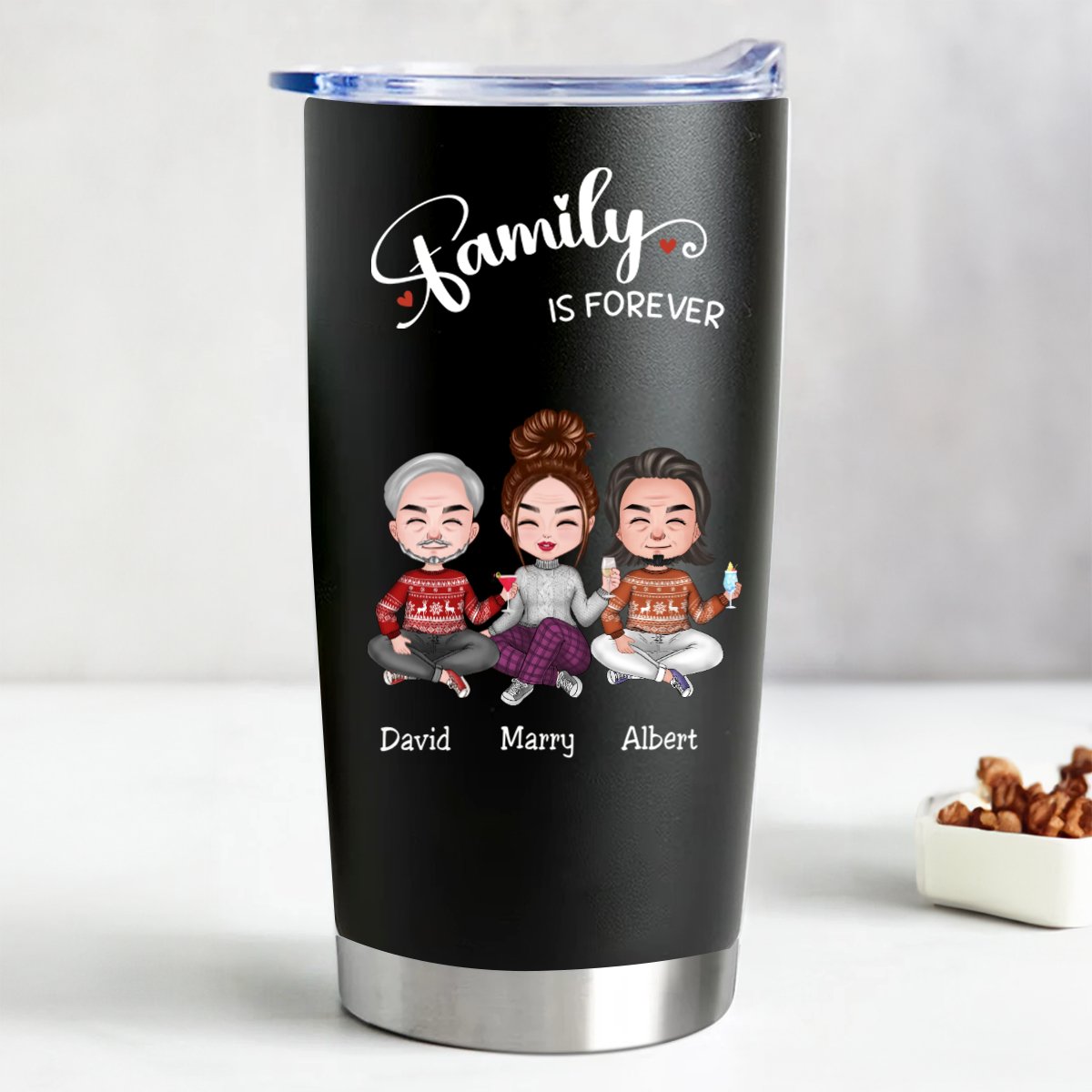 Family Love Forever - Personalized Insulated Tumbler (BL) - Makezbright Gifts