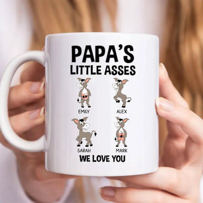 Family - Papa's Little Asses We Love You - Personalized Mug - Makezbright Gifts