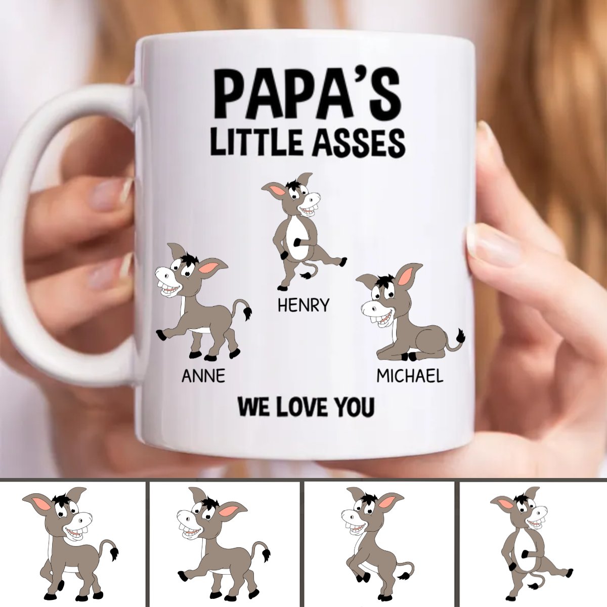 Family - Papa's Little Asses We Love You - Personalized Mug - Makezbright Gifts