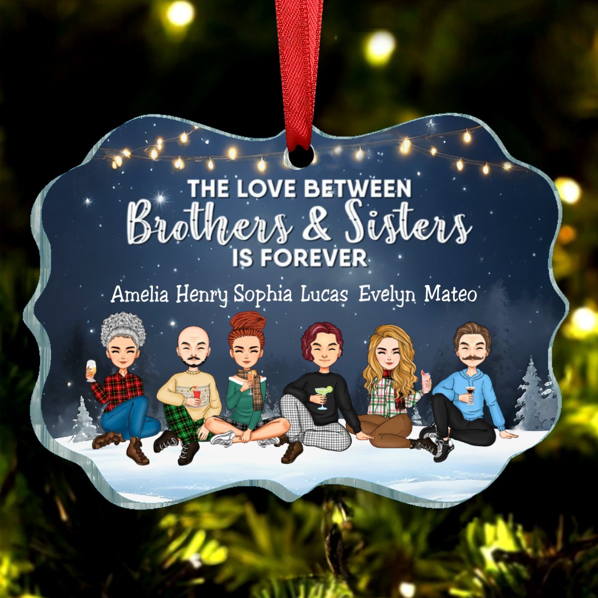 Family - The Love Between Brothers And Sisters Is Forever - Personalized Acrylic Ornament (NM) - Makezbright Gifts