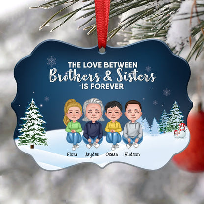 Family - The Love Between Brothers & Sisters Is Forever Chibi Version - Personalized Christmas Ornament - Makezbright Gifts