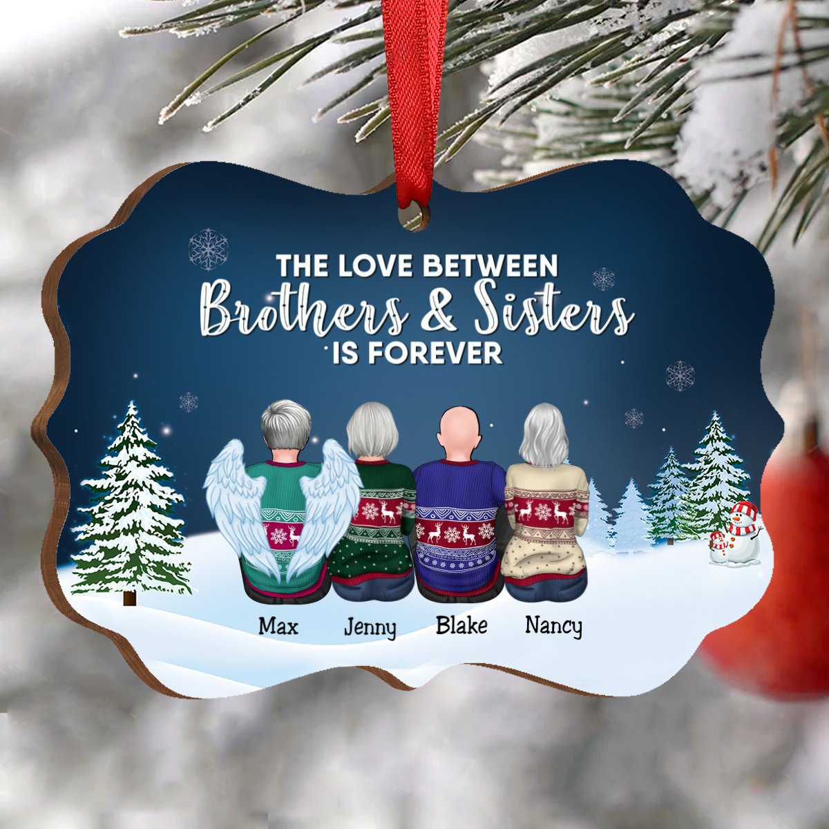 Family - The Love Between Brothers & Sisters Is Forever - Personalized Acrylic Christmas Ornament - Makezbright Gifts