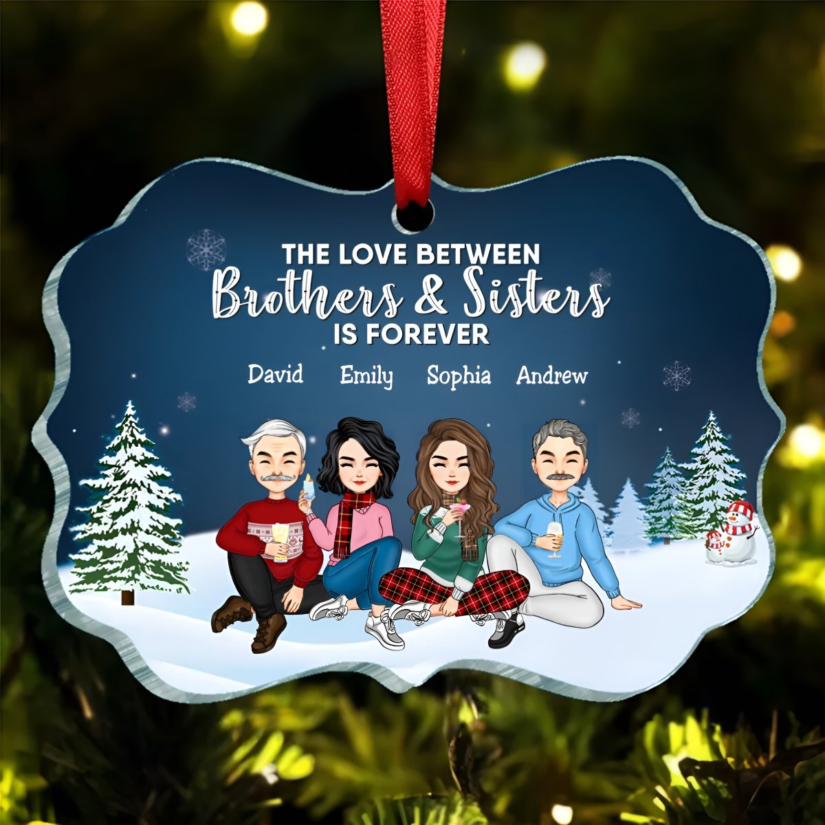 Family - The Love Between Brothers & Sisters Is Forever - Personalized Acrylic Ornament - Makezbright Gifts