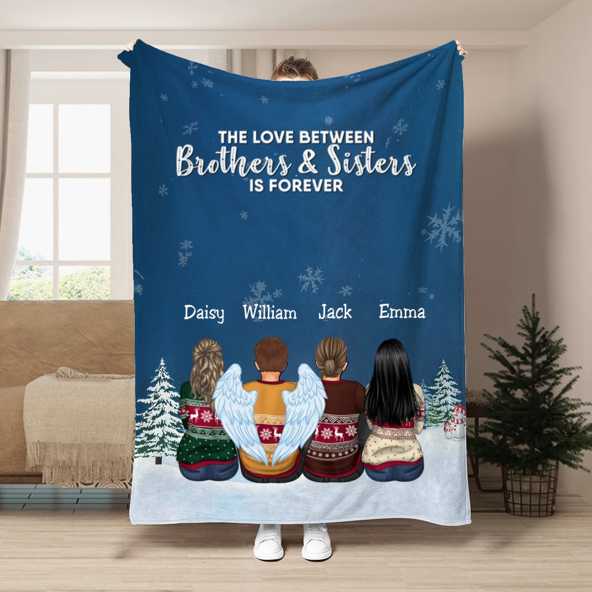 Family - The Love Between Brothers & Sisters Is Forever - Personalized Blanket (LH) - Makezbright Gifts