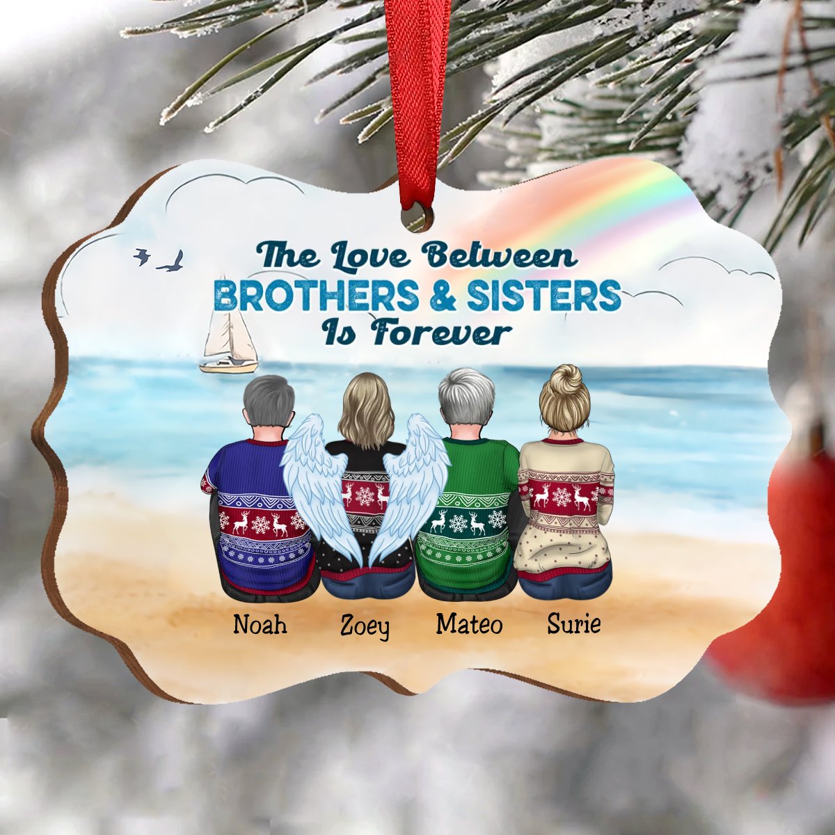 Family - The Love Between Brothers & Sisters Is Forever - Personalized Christmas Ornament - Makezbright Gifts