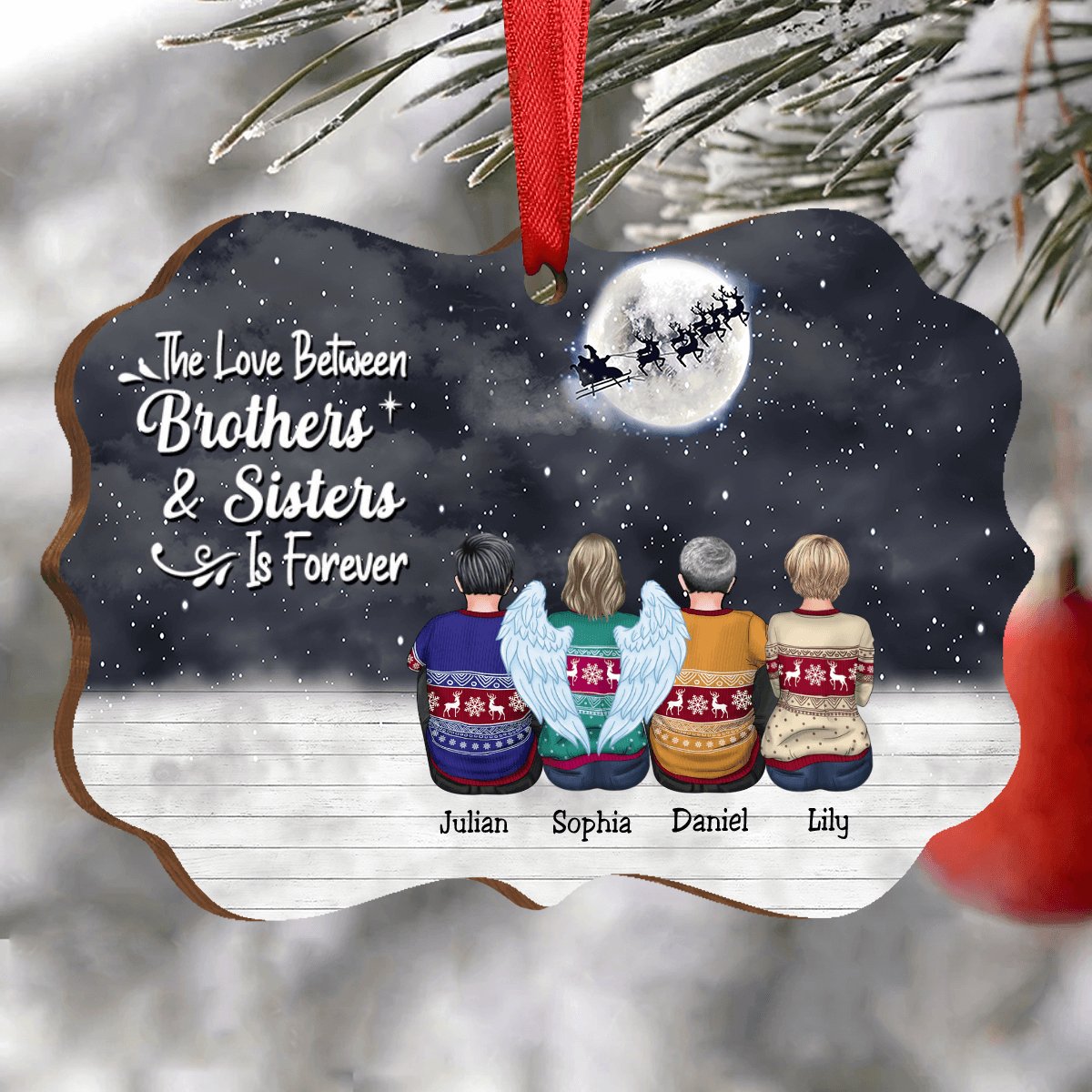 Family - The Love Between Brothers & Sisters Is Forever - Personalized Christmas Ornament (Ver4) - Makezbright Gifts