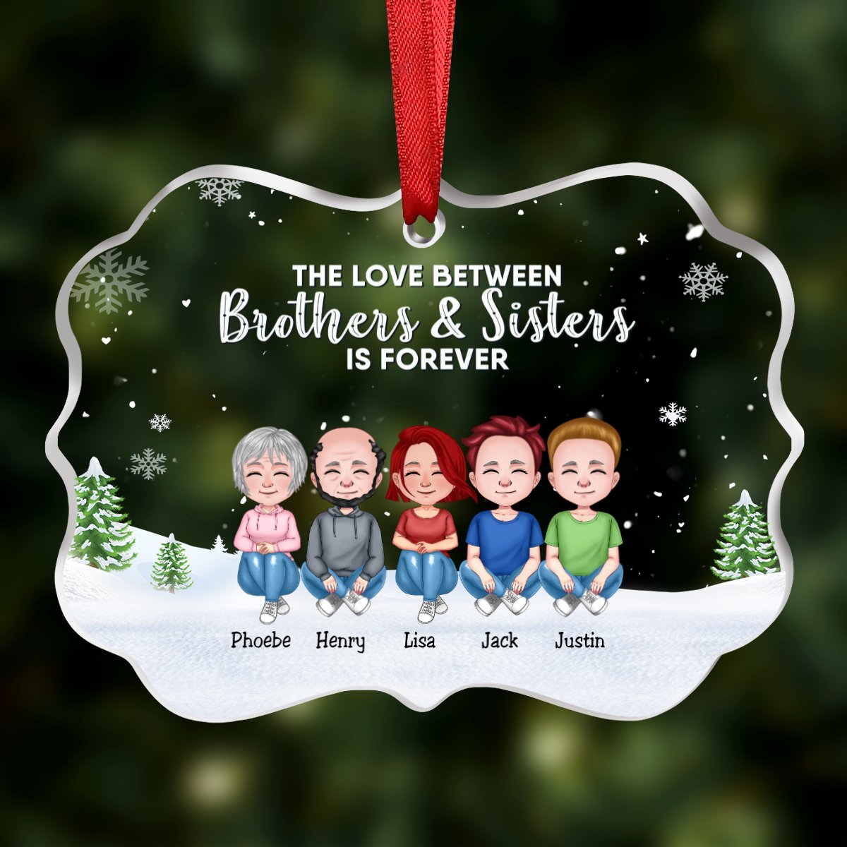 Family - The Love Between Brothers & Sisters Is Forever - Personalized Transparent Ornament (NN) - Makezbright Gifts