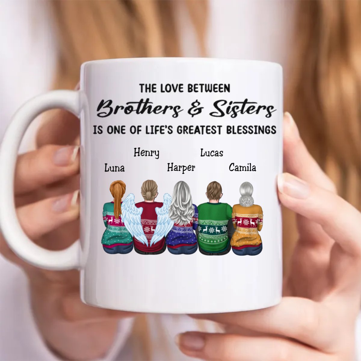 Family - The Love Between Brothers & Sisters Is One Of Life's Greatest Blessings - Personalized Mug - Makezbright Gifts