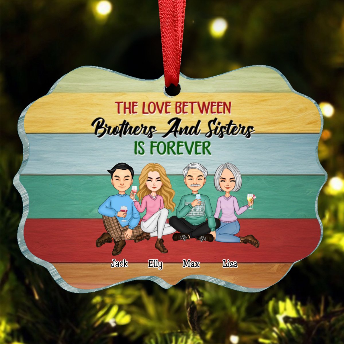 Family - The Love Between Brothes & Sisters Is Forever - Personalized Ornament (II) - Makezbright Gifts