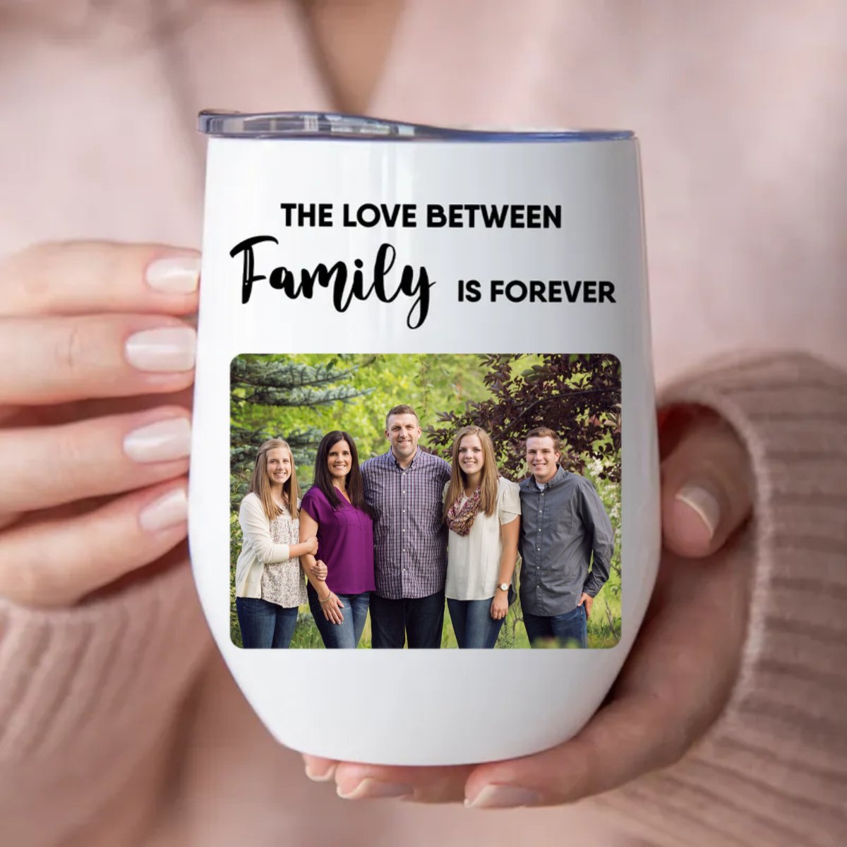 Family - The Love Between Family Is Forever - Personalized Wine Tumbler - Makezbright Gifts