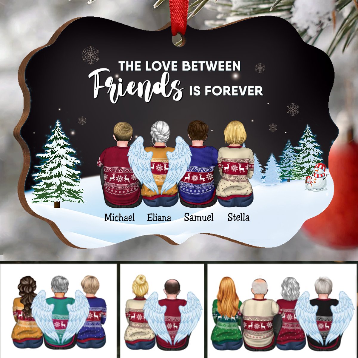 Family - The Love Between Friends Is Forever - Personalized Christmas Ornament (Black) - Makezbright Gifts