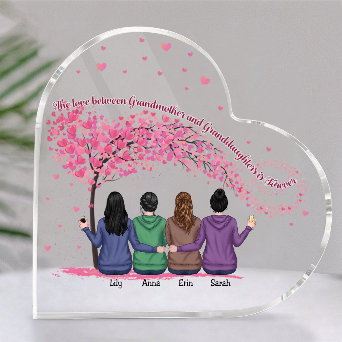 Family - The Love Between Grandmother And Granddaughters Is Forever - Personalized Acrylic Plaque (LH) - Makezbright Gifts