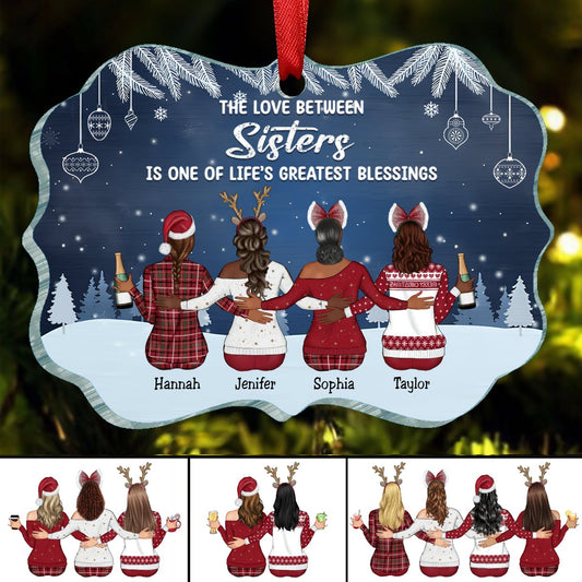 Family - The Love Between Sisters Is One Of Life's Greatest Blessings - Personalized Ornament – Personalized Acrylic Ornament - Makezbright Gifts