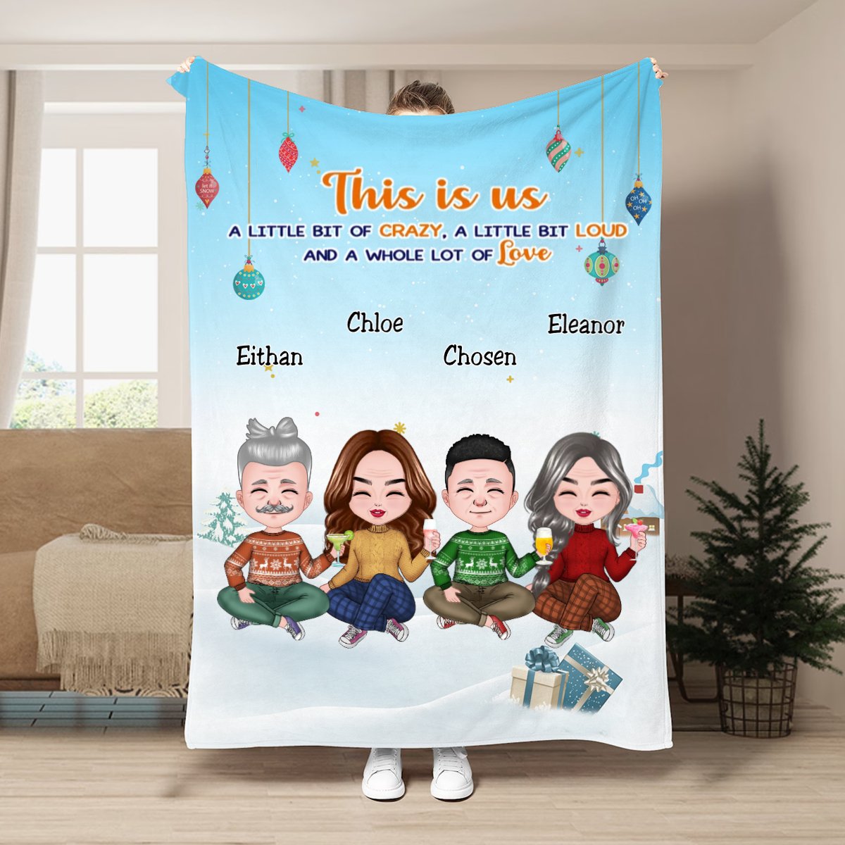 Family - This is Us, A Little Bit Of Crazy, A Little Bit Loud, And A Whole Lot Of Love - Personalized Blanket - Makezbright Gifts