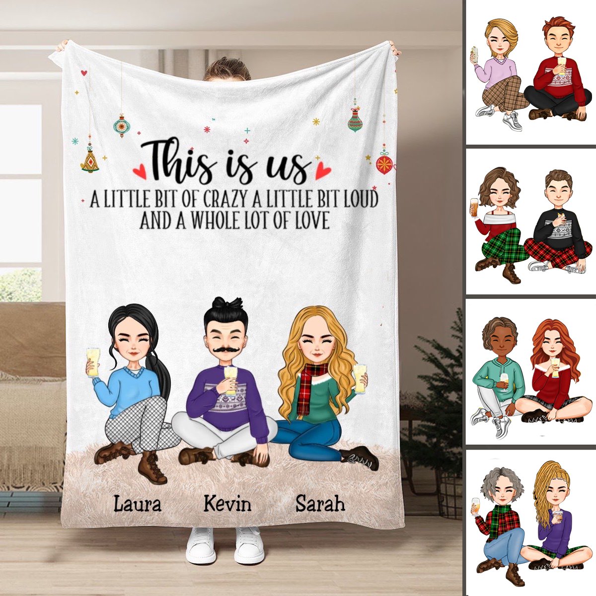 Family - This Is Us A Little Bit Of Crazy And A Whole Lot Of Love - Personalized Blanket T1 - Makezbright Gifts