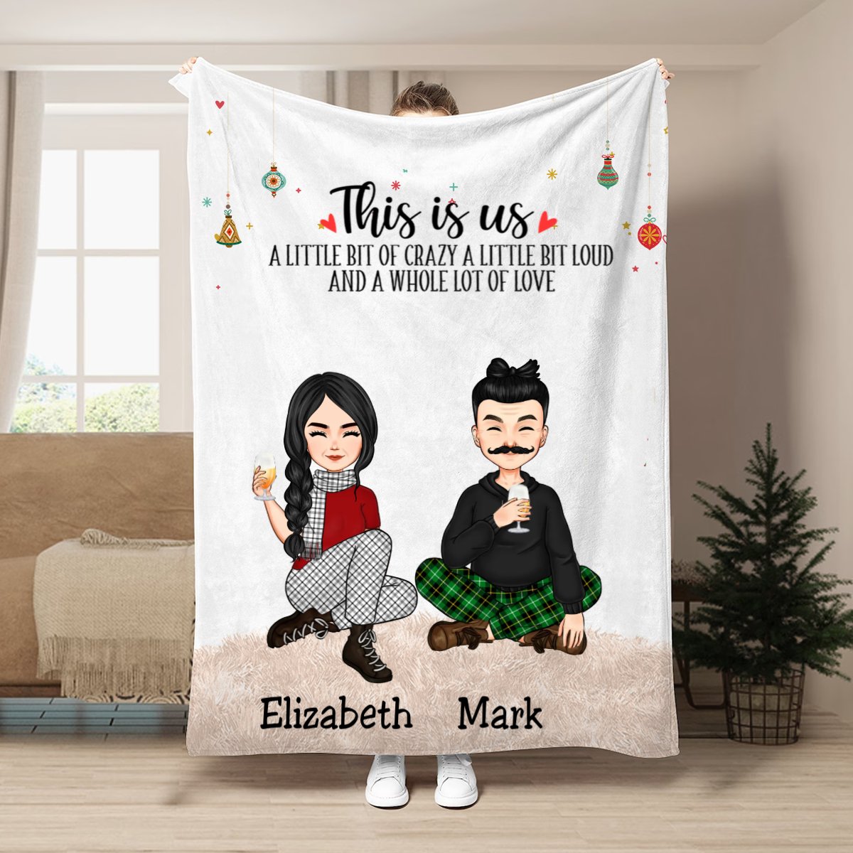 Family - This Is Us A Little Bit Of Crazy And A Whole Lot Of Love - Personalized Blanket T1 - Makezbright Gifts