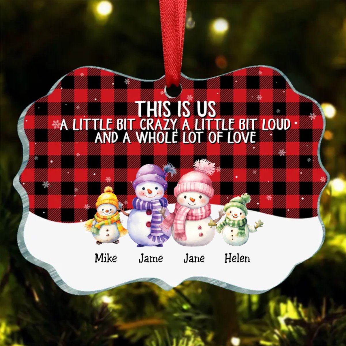 Family - This Is Us A Whole Lot Of Love Snowman Family - Personalized Ornament - Makezbright Gifts