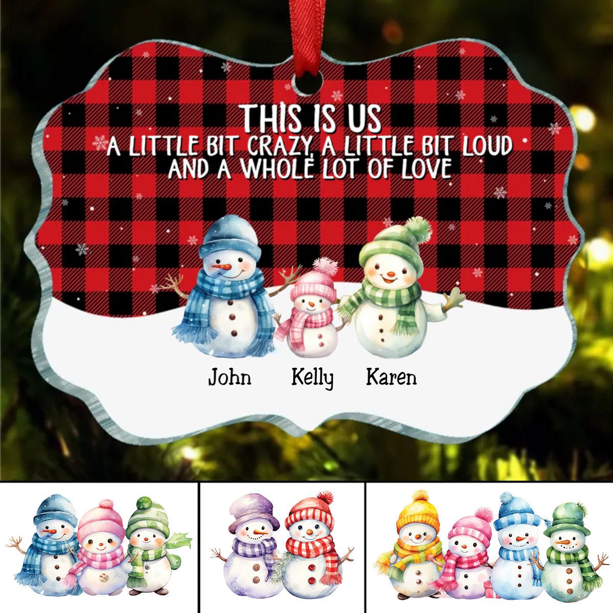 Family - This Is Us A Whole Lot Of Love Snowman Family - Personalized Ornament - Makezbright Gifts