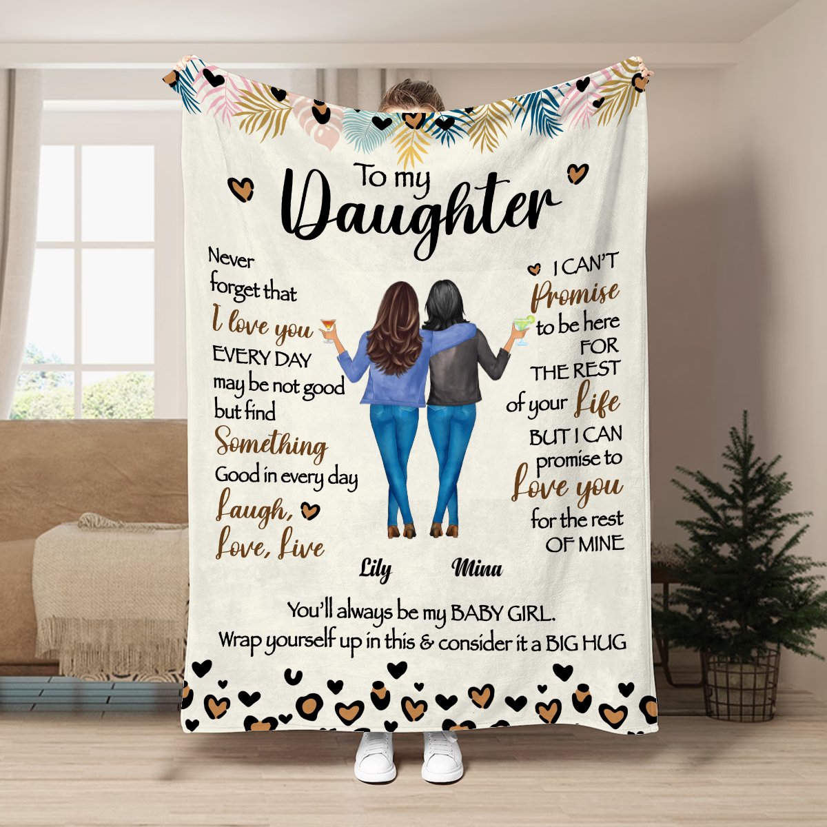 Family - To My Daughter Never Forget That I Love You - Personalized Blanket (II) - Makezbright Gifts