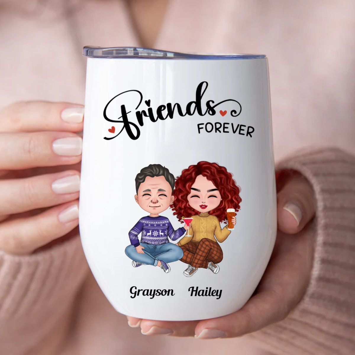 Friends - Friends Forever - Personalized Wine Tumbler - Makezbright Gifts