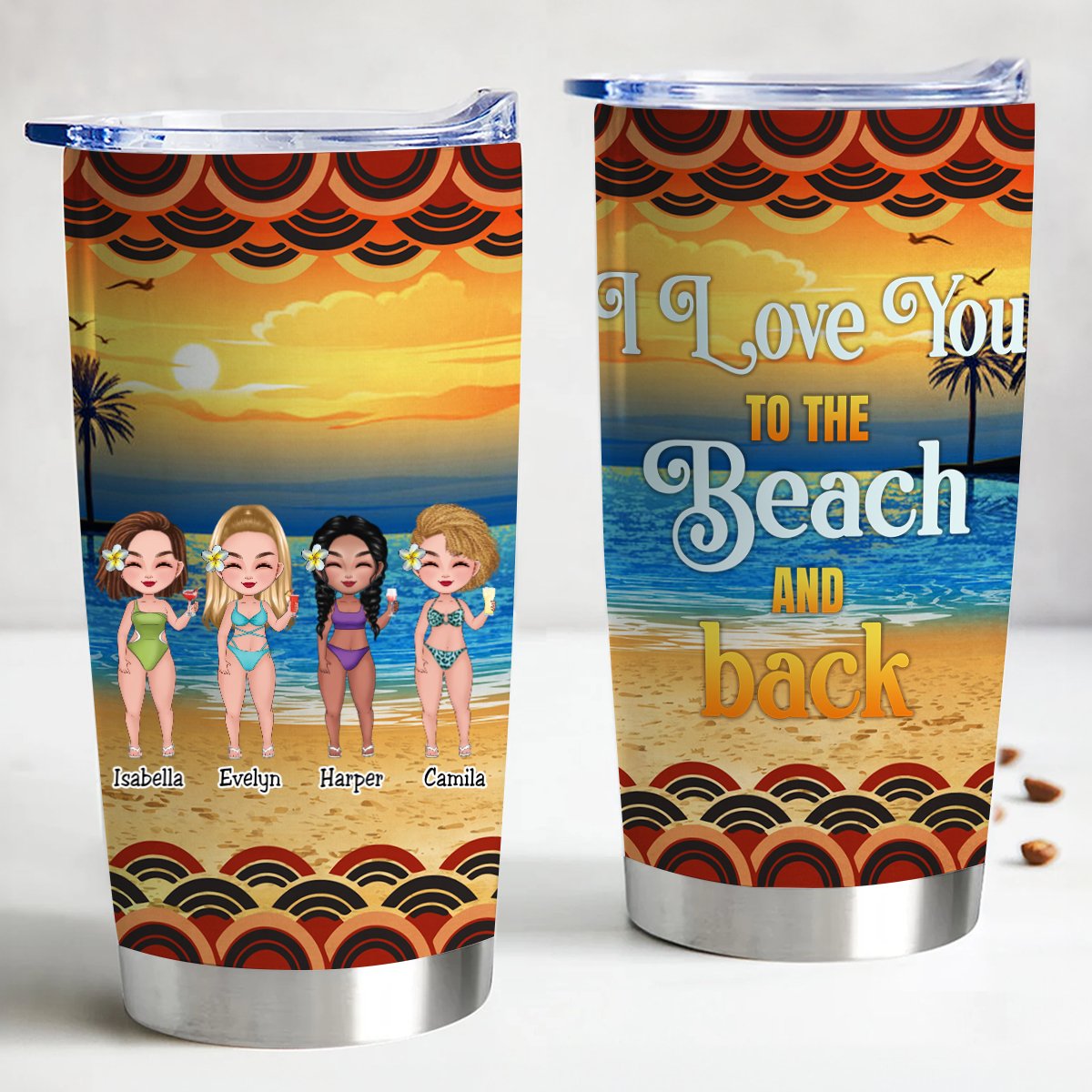 Friends - I Love You To The Beach And Back - Bestie Personalized Custom Tumbler - Makezbright Gifts