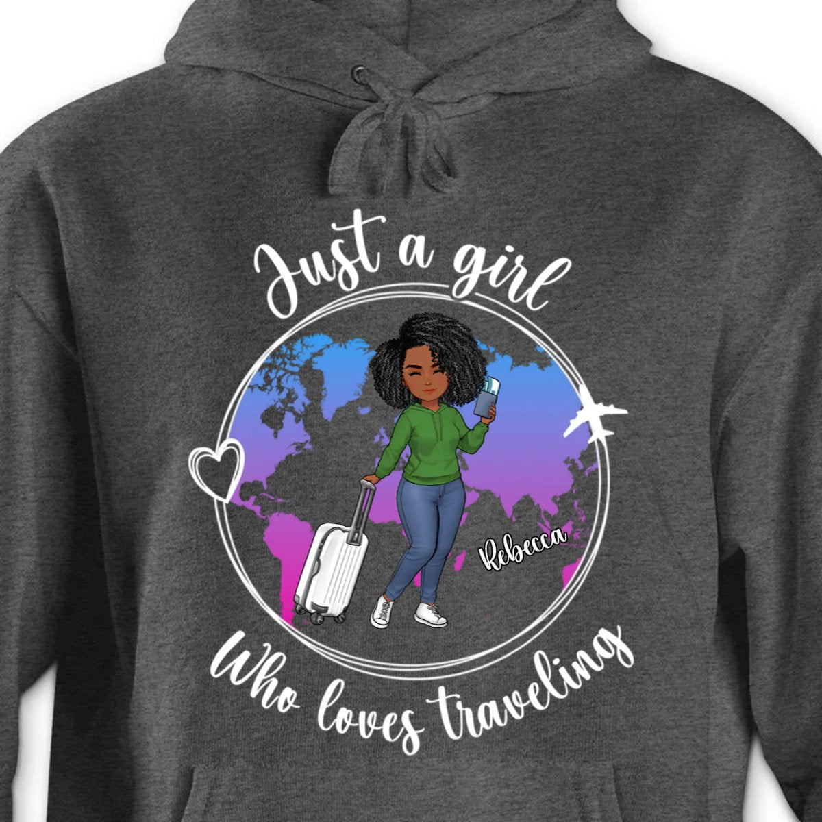 Friends - Just A Girl Boy Loves Traveling World Map - Personalized Unisex T - shirt, Hoodie, Sweatshirt - Makezbright Gifts