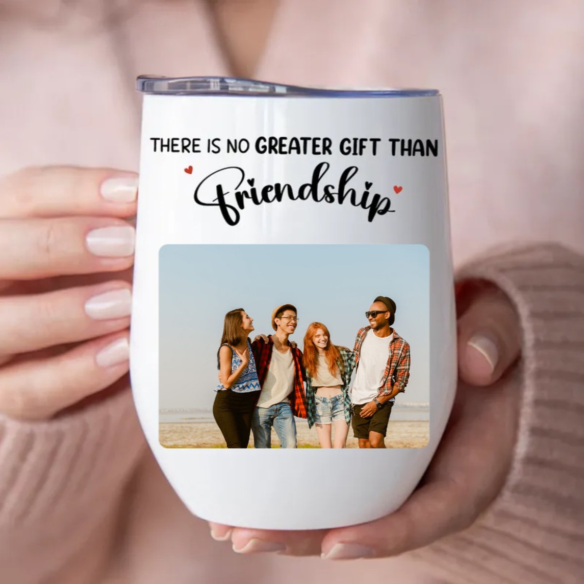 Friends - There Is No Greater Gift Than Friendship - Personalized Wine Tumbler (LH) - Makezbright Gifts