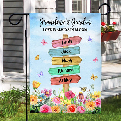 Grandma - Grandma Mom's Garden Butterflies, Where Love Grows - Personalized Flag - Makezbright Gifts