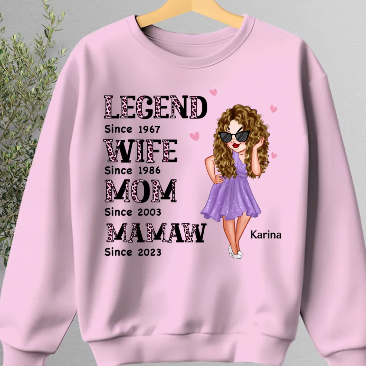 Grandma - Half Pink Leopard Sassy Legend Wife Mom Grandma - Personalized Unisex T - shirt, Sweater, Hoodie - Makezbright Gifts